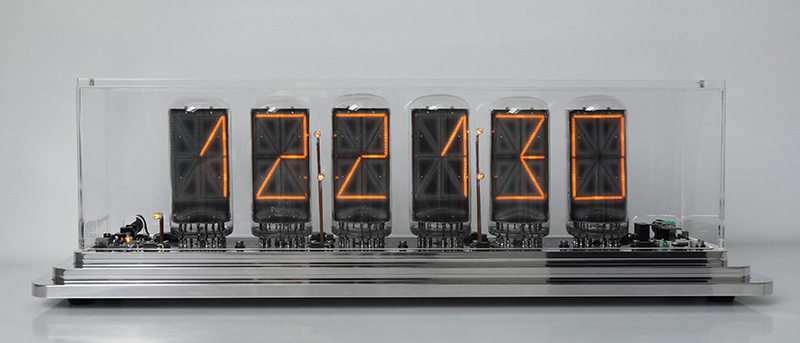 14 segment nixie clock, thermo-, hygro-, barometer with 2,5" symbol height (B-7971)
